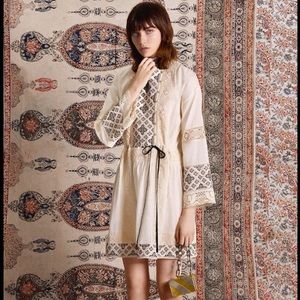 Tory Burch Carlotta Lace Trimmed Embroidered Cotton Voile Mini Dress Prairie Tie